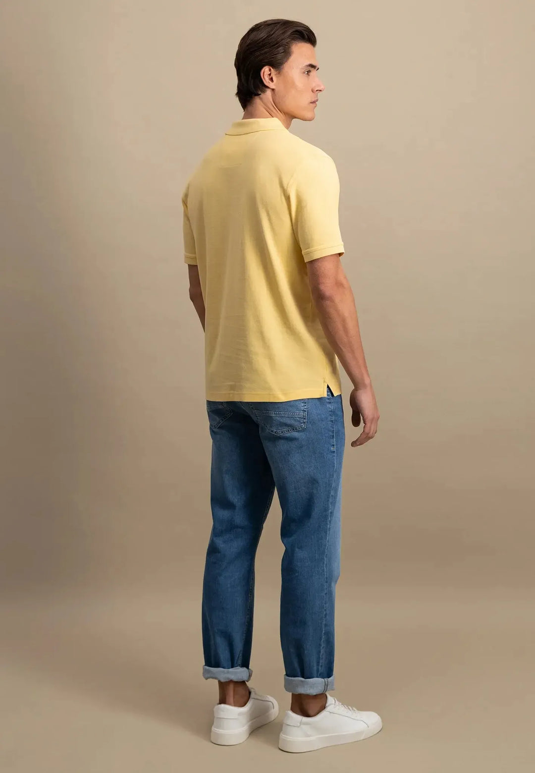 Premium Cotton Polo Shirt Pale Yellow-Fynch-Hatton UK