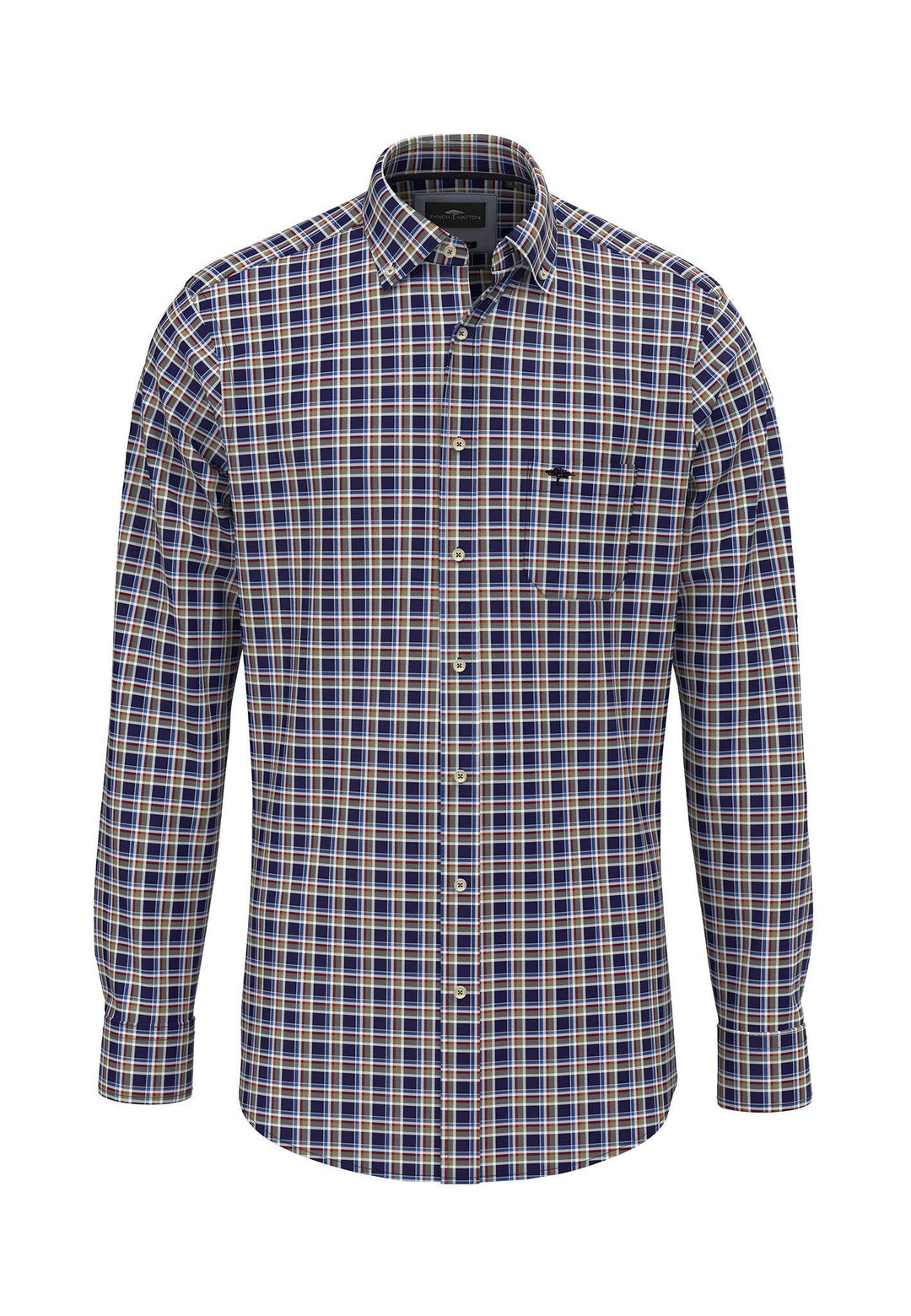 SMALL CHECK SHIRT NAVY-Fynch-Hatton UK