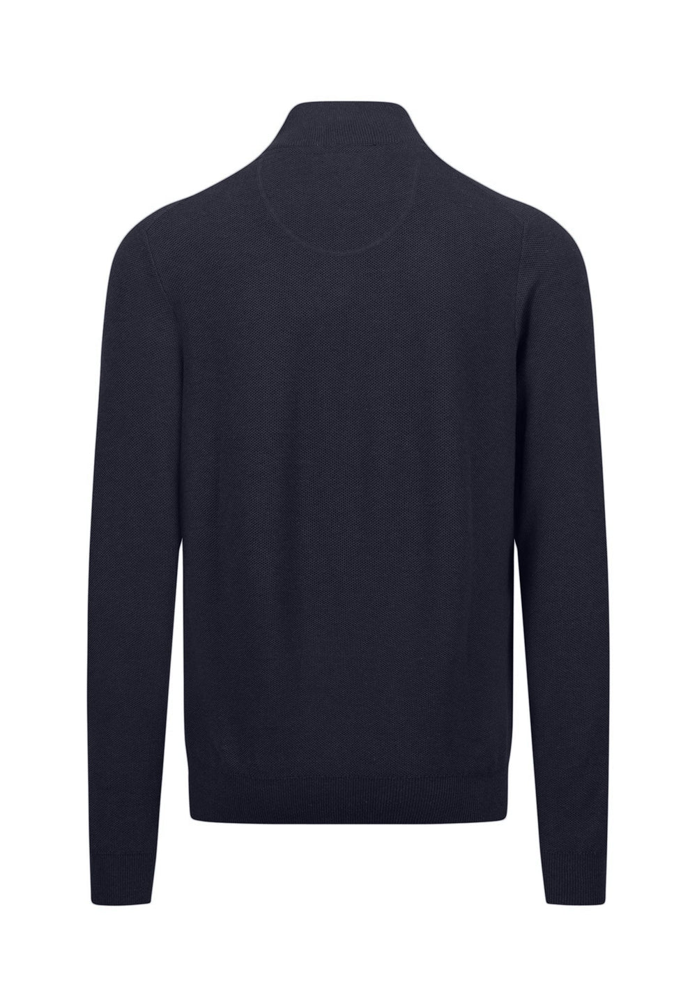 STAND COLLAR 1/4 ZIP COTTON KNIT NAVY-Fynch-Hatton UK