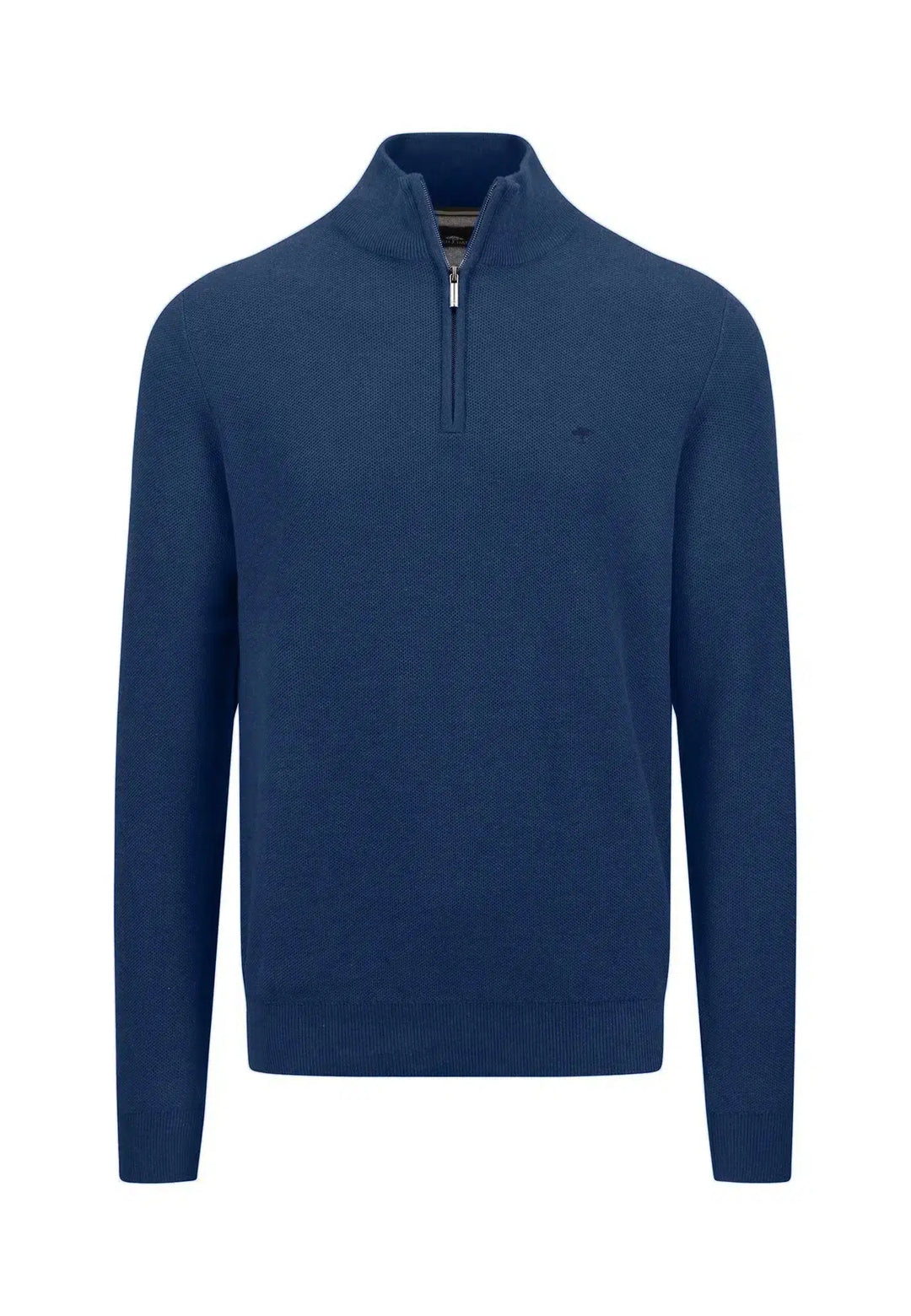 STAND COLLAR 1/4 ZIP COTTON KNIT NIGHT-Fynch-Hatton UK