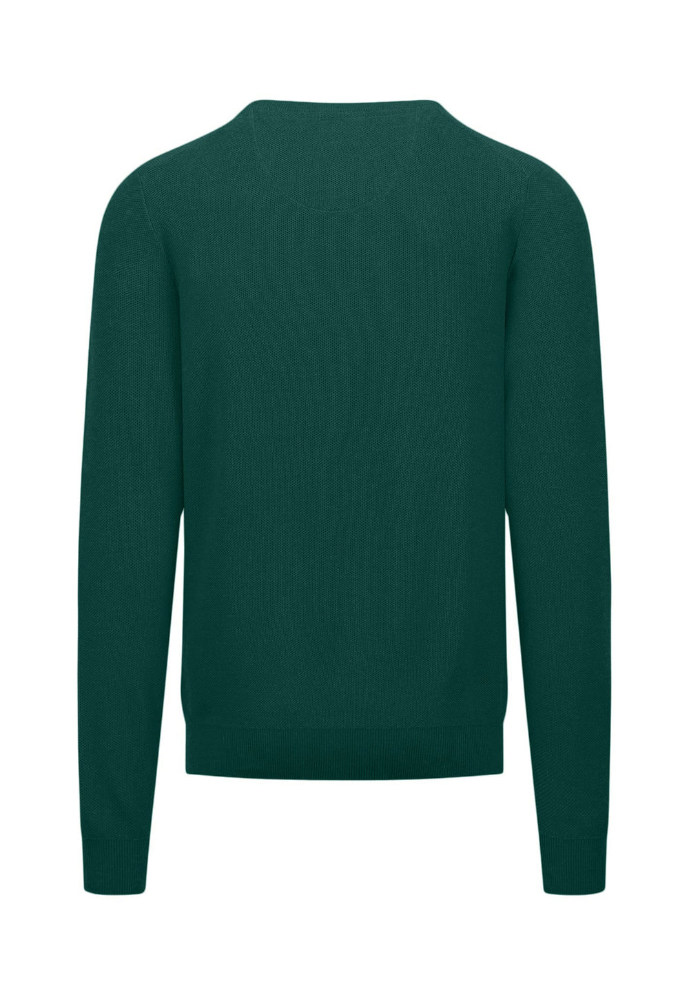 STRUCTURED WOVEN CREWNECK COTTON KNIT DARK EMERALD-Fynch-Hatton UK