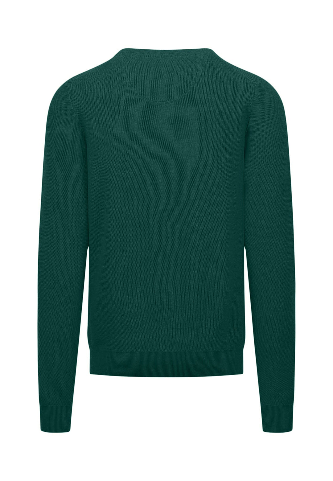 STRUCTURED WOVEN CREWNECK COTTON KNIT DARK EMERALD-Fynch-Hatton UK