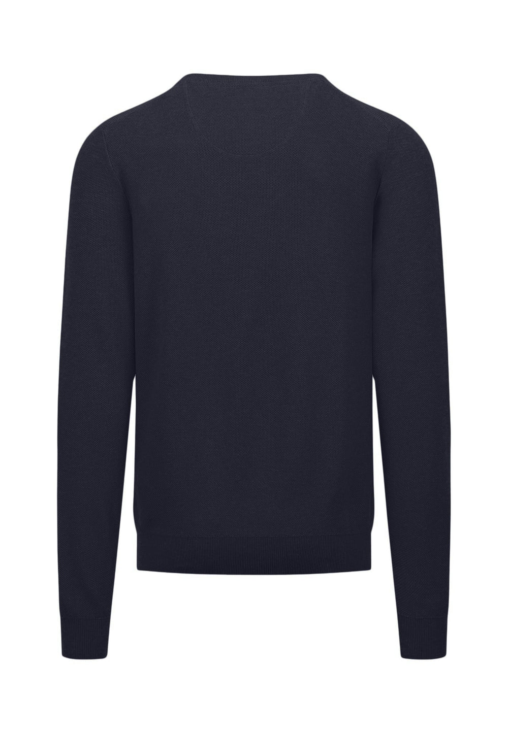 STRUCTURED WOVEN CREWNECK COTTON KNIT NAVY-Fynch-Hatton UK