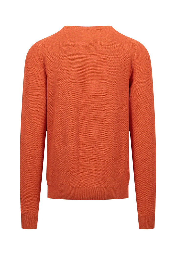 STRUCTURED WOVEN CREWNECK COTTON KNIT RUST-Fynch-Hatton UK