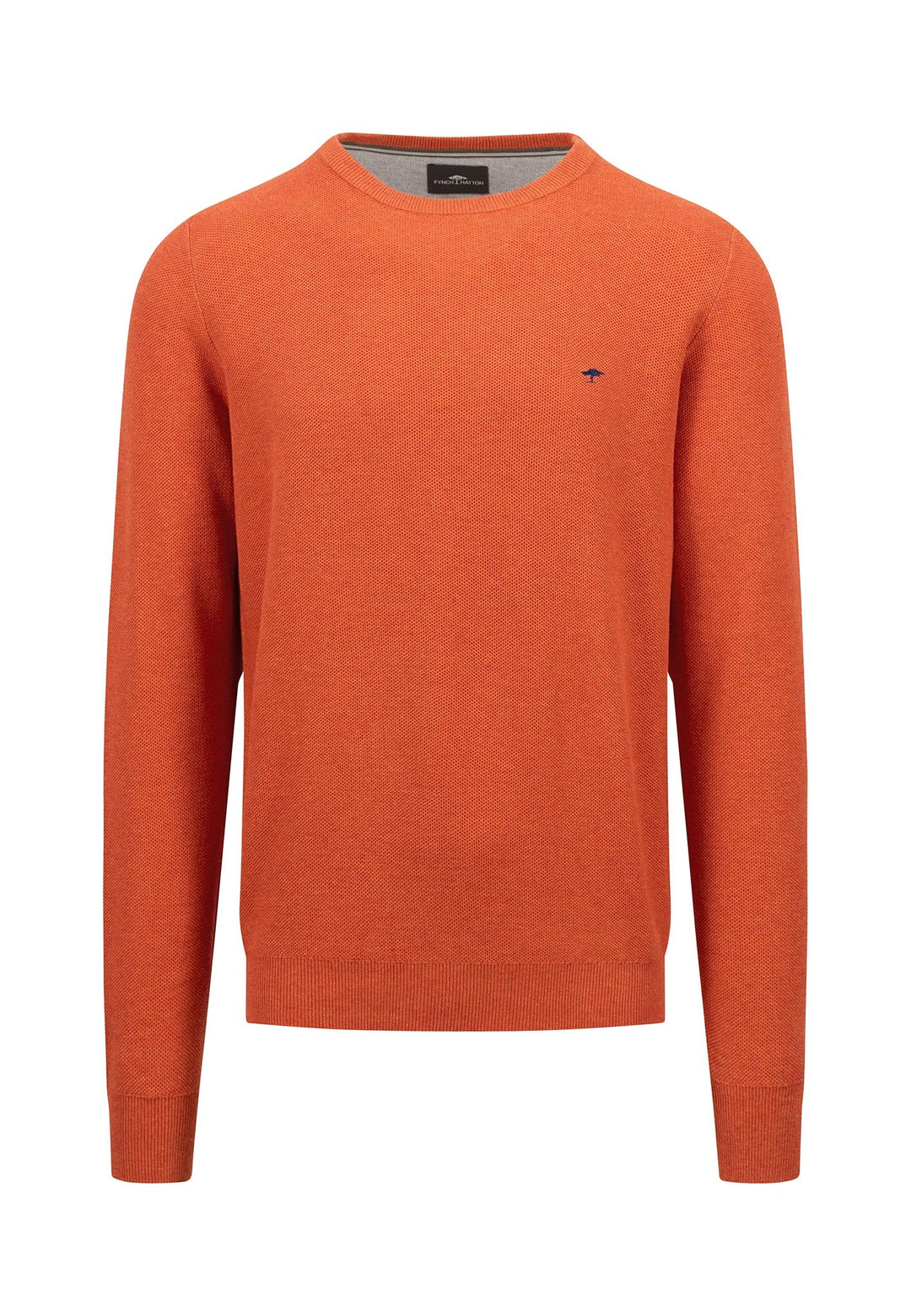 STRUCTURED WOVEN CREWNECK COTTON KNIT RUST-Fynch-Hatton UK