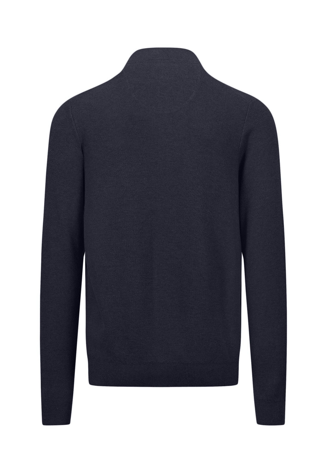 STRUCTURED WOVEN FULL ZIP COTTON KNIT NAVY-Fynch-Hatton UK