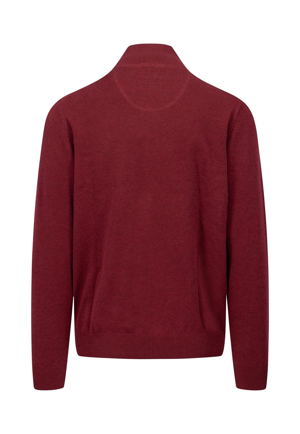 SUPERFINE 1/4 ZIP COTTON KNIT RUBY RED-Fynch-Hatton UK