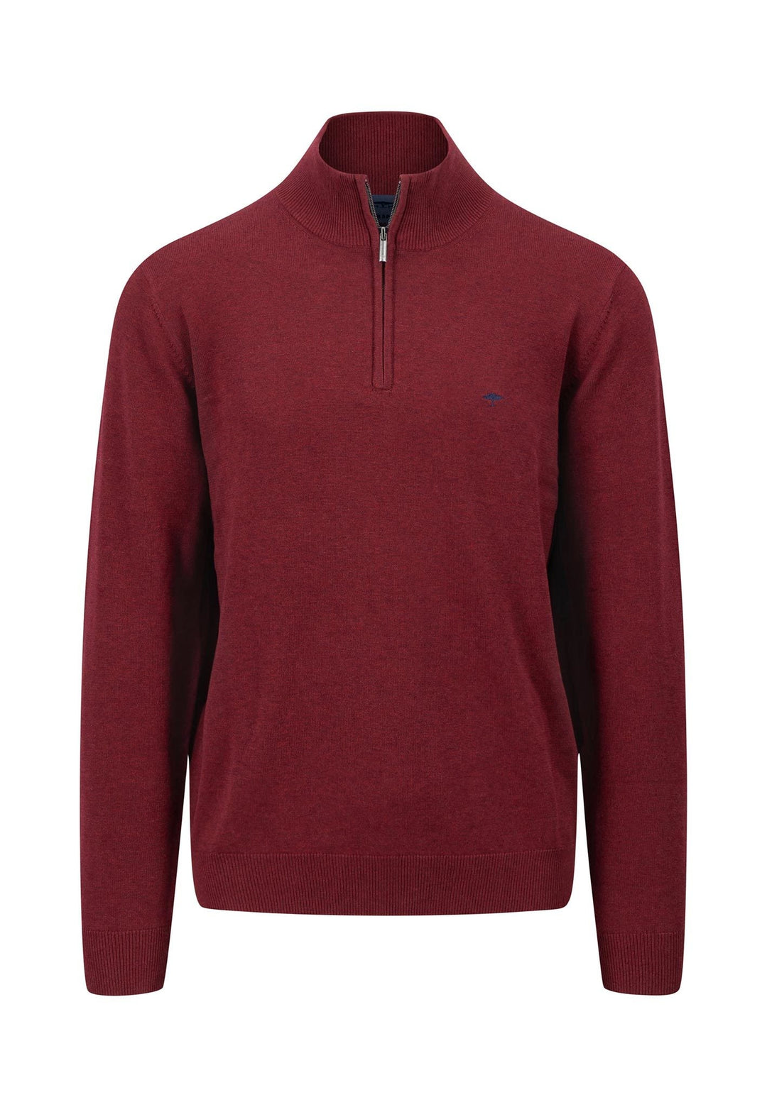 SUPERFINE 1/4 ZIP COTTON KNIT RUBY RED-Fynch-Hatton UK