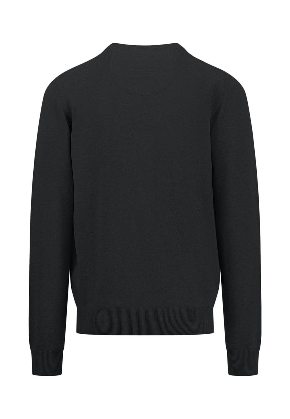 SUPERFINE V-NECK COTTON KNIT BLACK-Fynch-Hatton UK