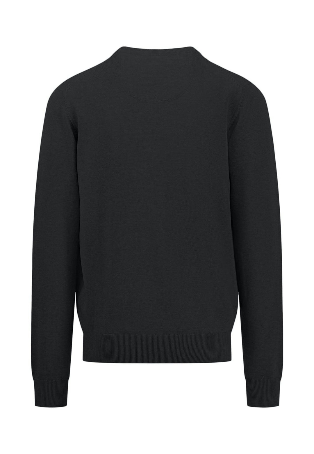 SUPERFINE V-NECK COTTON KNIT BLACK-Fynch-Hatton UK