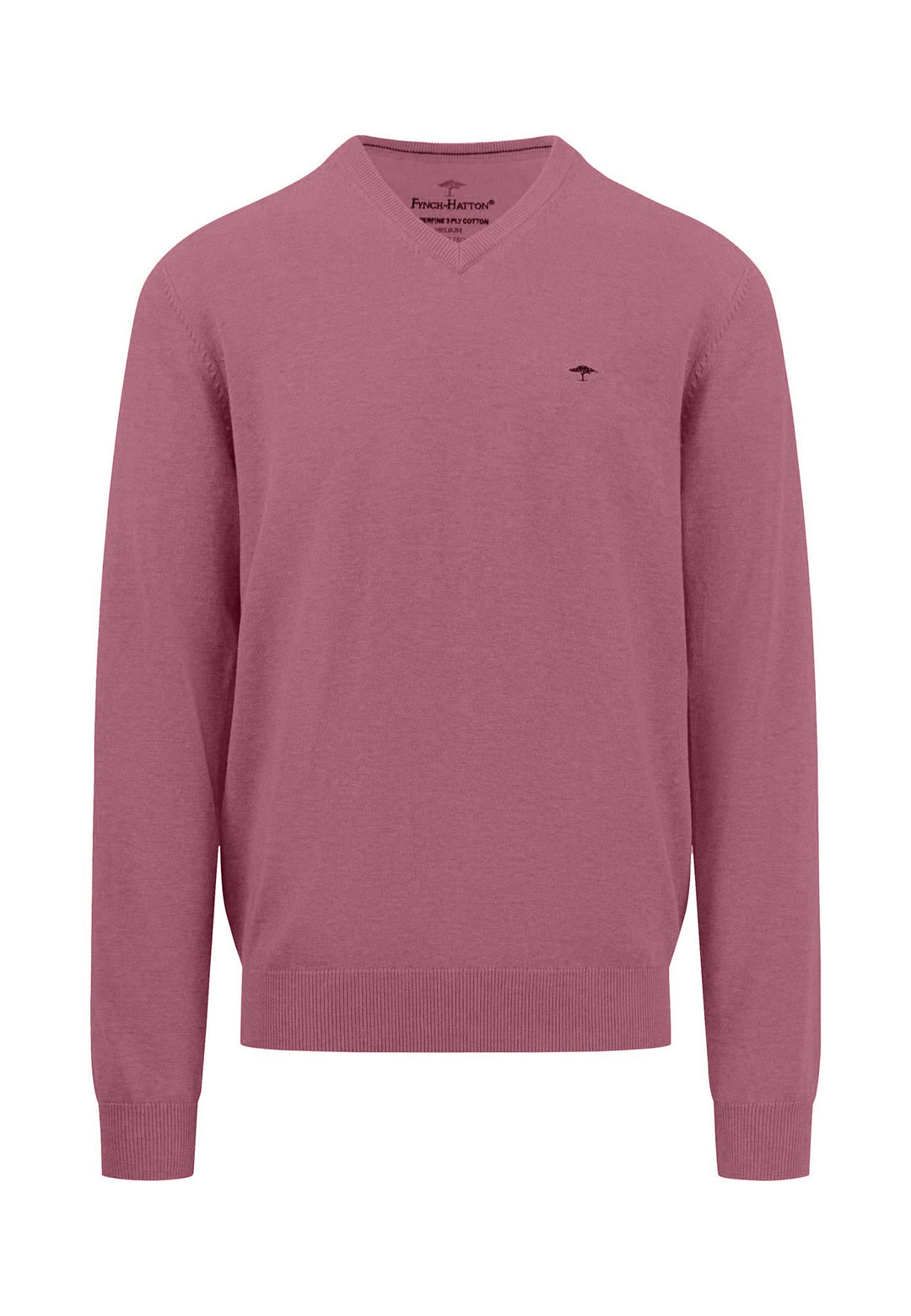 SUPERFINE V-NECK COTTON KNIT PALE BLUSH-Fynch-Hatton UK