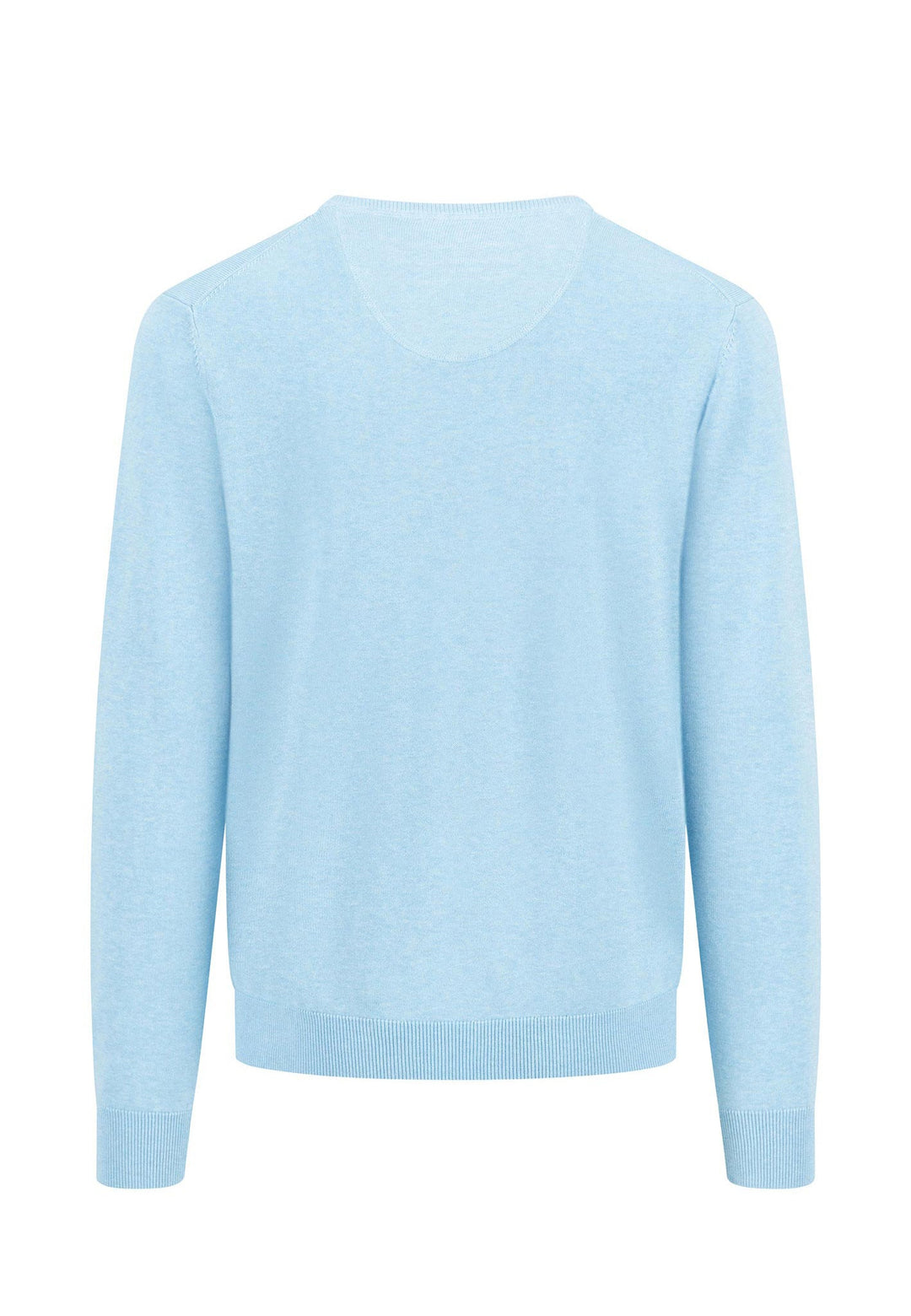 SUPERFINE V-NECK COTTON KNIT SPLASHY OCEAN-Fynch-Hatton UK