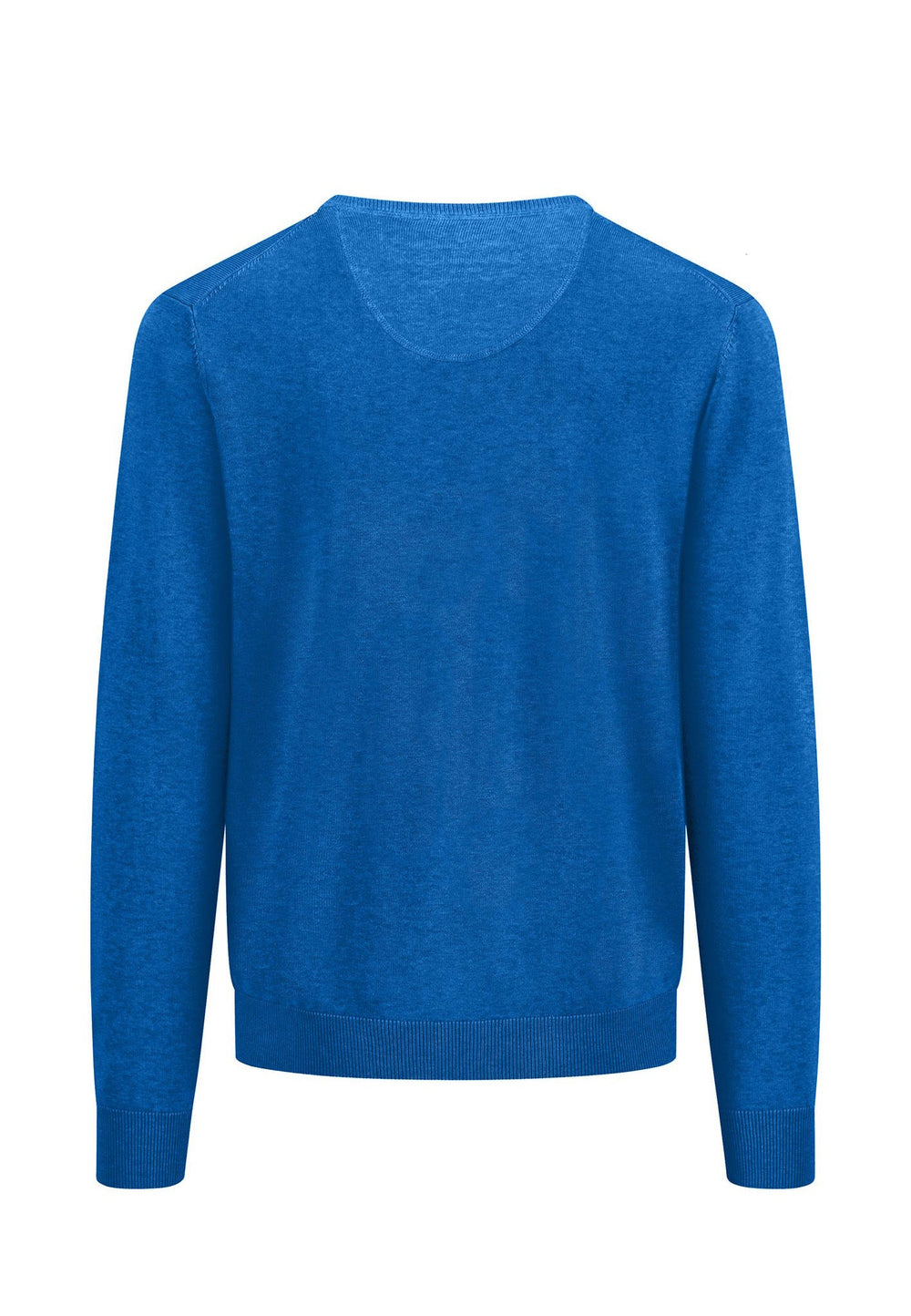 SUPERFINE V-NECK COTTON KNIT STRONG BLUE-Fynch-Hatton UK