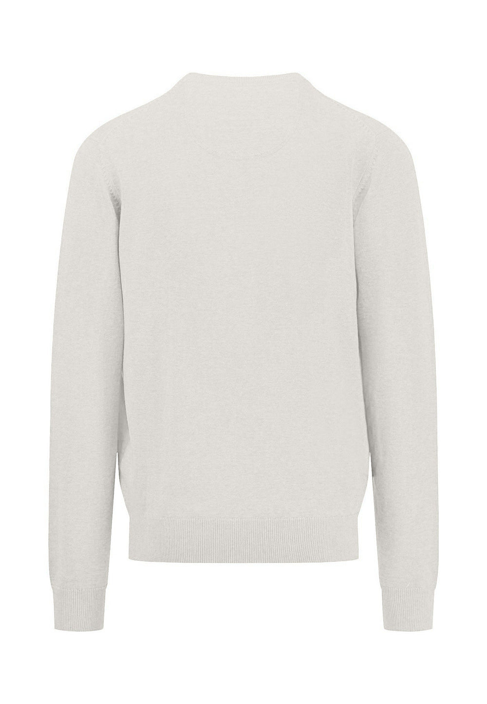 SUPERFINE V-NECK COTTON KNIT WINTER WHITE-Fynch-Hatton UK