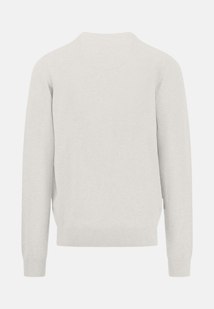 SUPERFINE V-NECK COTTON KNIT WINTER WHITE-Fynch-Hatton UK