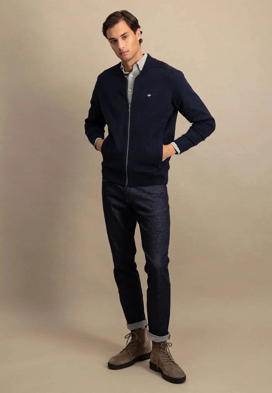 SUPERSOFT COLLEGE CARDIGAN NAVY-Fynch-Hatton UK