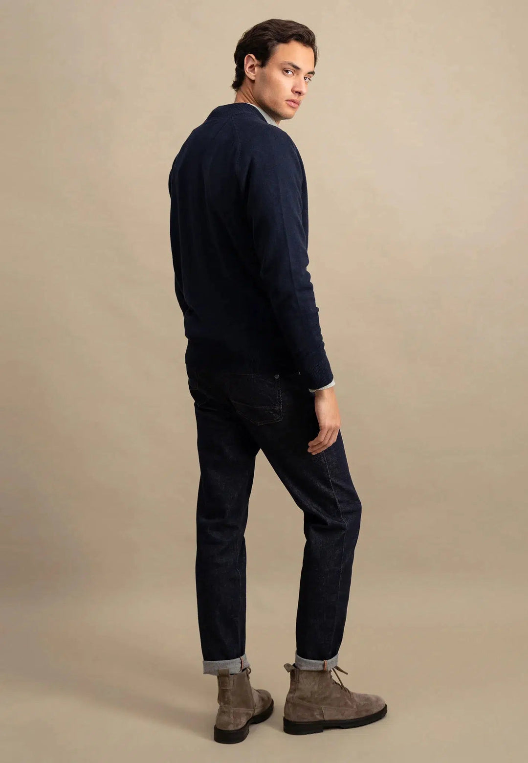 SUPERSOFT COLLEGE CARDIGAN NAVY-Fynch-Hatton UK