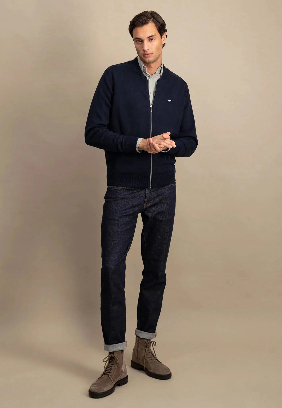 SUPERSOFT COLLEGE CARDIGAN NAVY-Fynch-Hatton UK