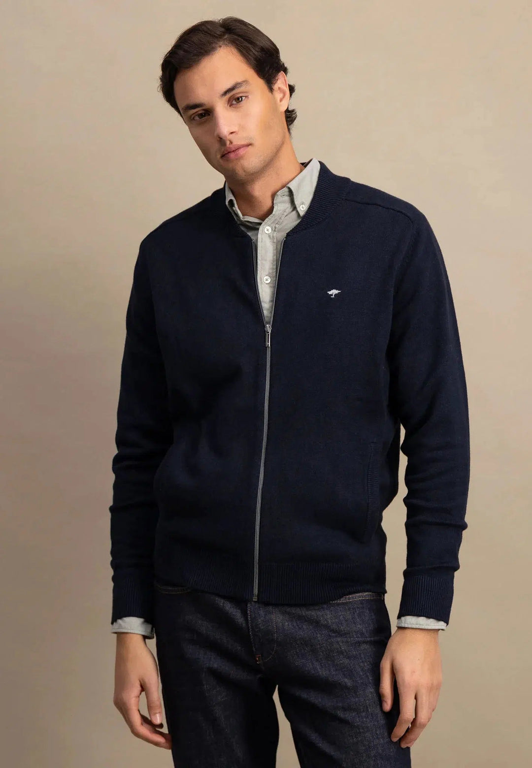 SUPERSOFT COLLEGE CARDIGAN NAVY-Fynch-Hatton UK