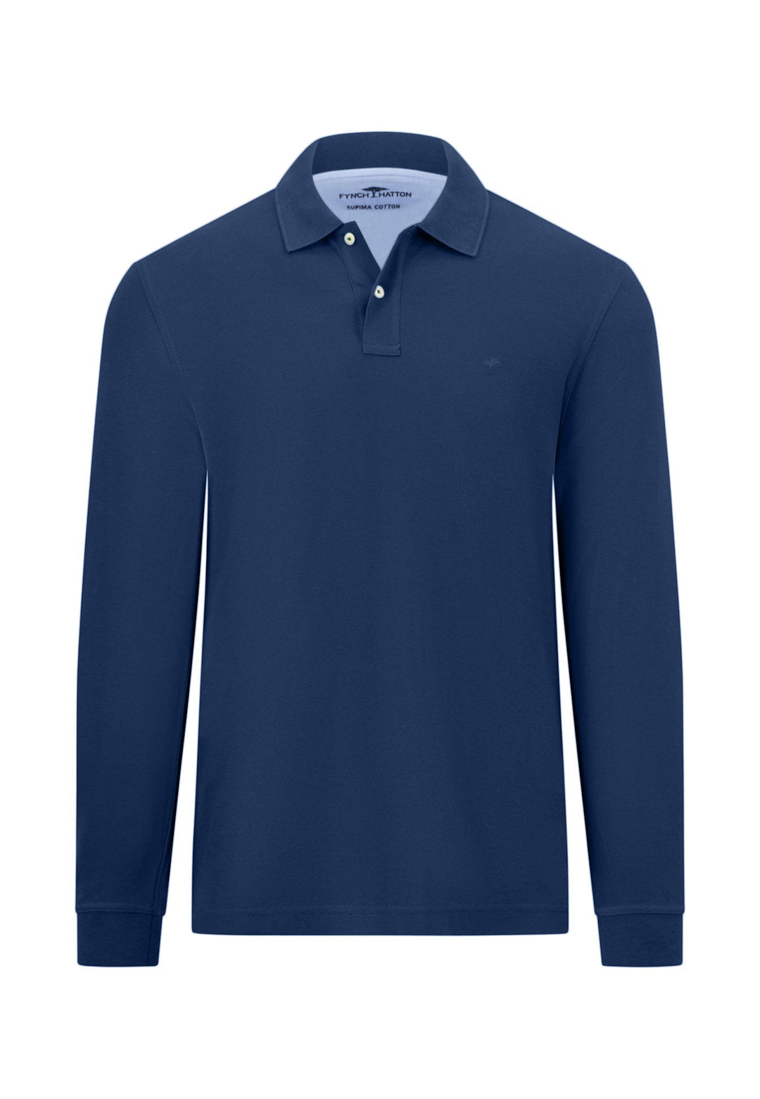 SUPIMA COTTON LS POLO SHIRT MIDNIGHT-Fynch-Hatton UK