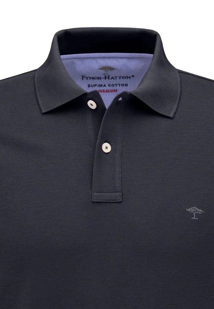 SUPIMA COTTON POLO SHIRT NAVY-Fynch-Hatton UK