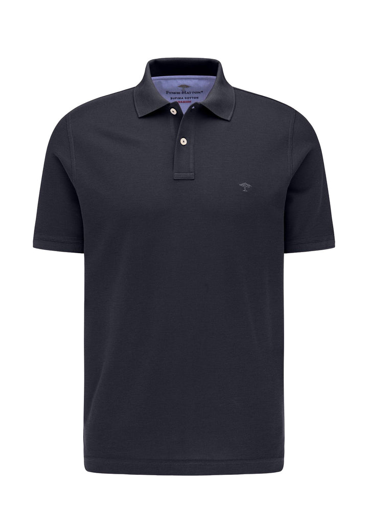 SUPIMA COTTON POLO SHIRT NAVY-Fynch-Hatton UK