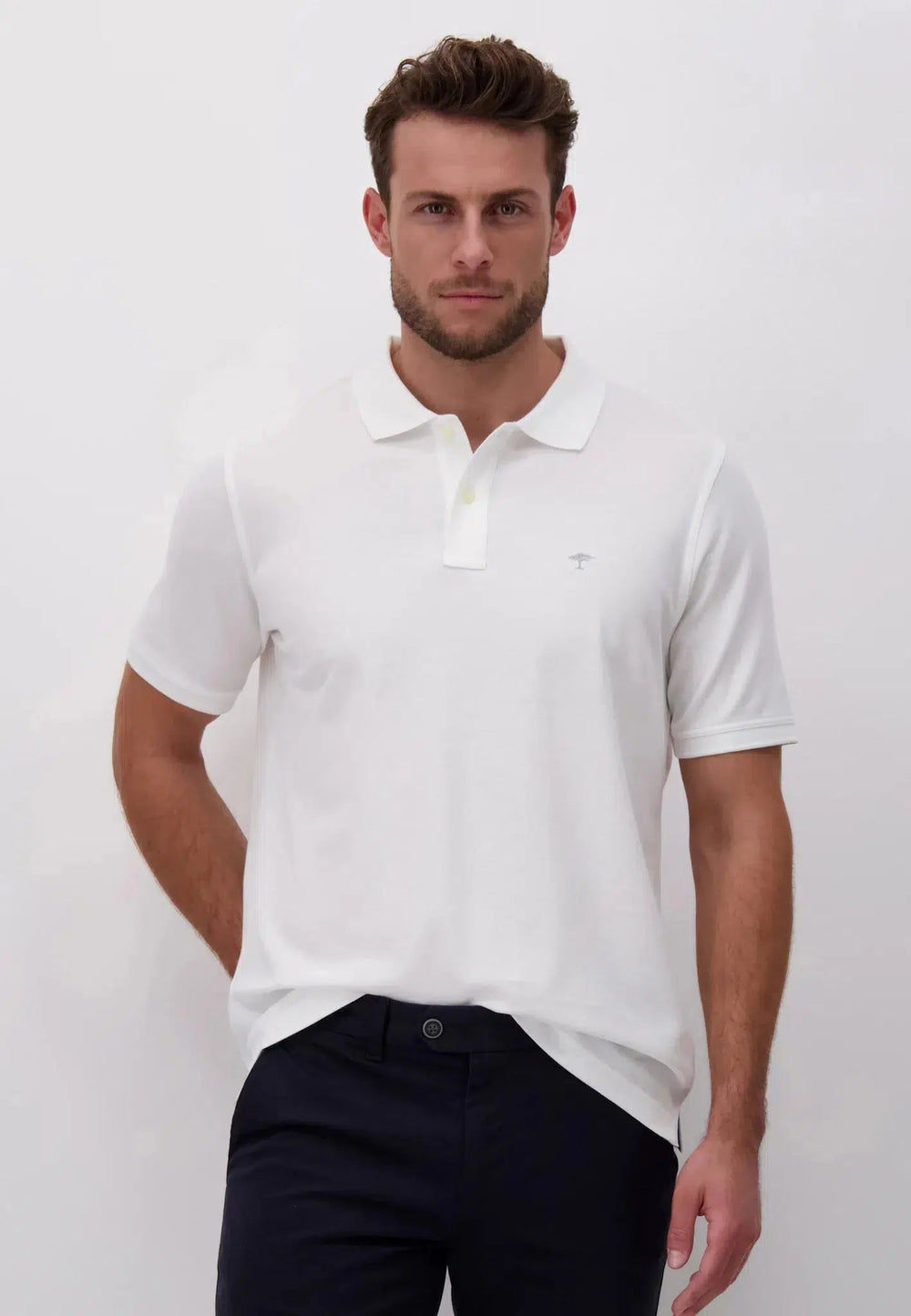 SUPIMA COTTON POLO SHIRT WHITE-Fynch-Hatton UK