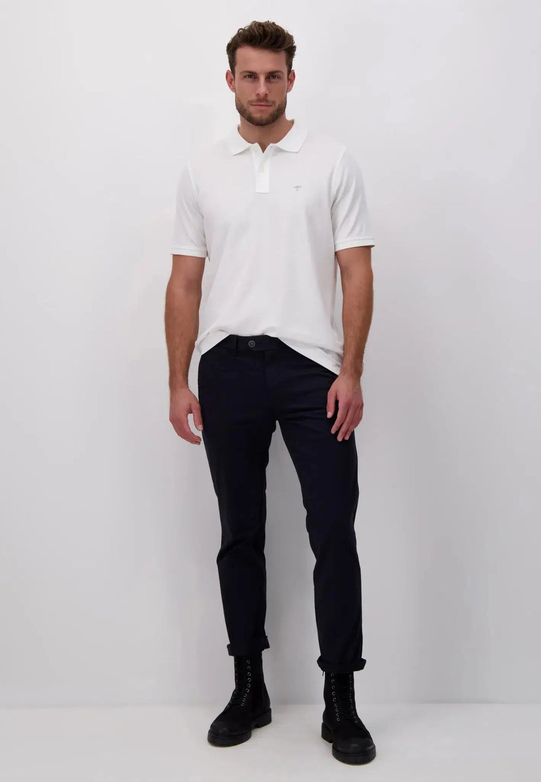 SUPIMA COTTON POLO SHIRT WHITE-Fynch-Hatton UK