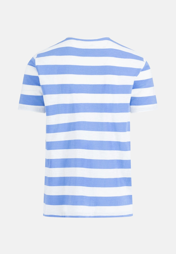 Slub Cotton Stripe T-Shirt Crystal Blue-Fynch-Hatton UK