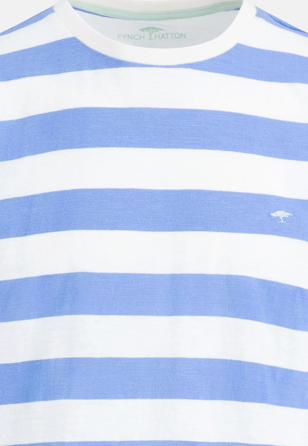 Slub Cotton Stripe T-Shirt Crystal Blue-Fynch-Hatton UK