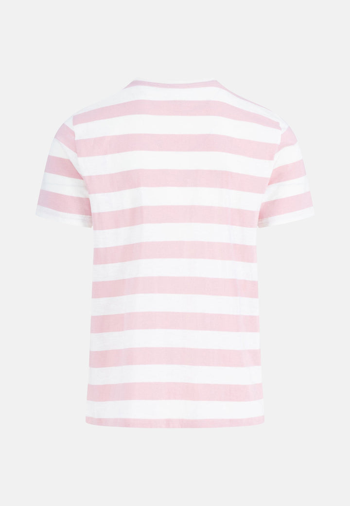 Slub Cotton Stripe T-Shirt Light Peony-Fynch-Hatton UK