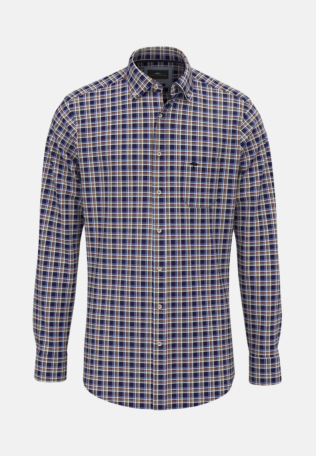 Small Check Shirt Navy-Fynch-Hatton UK