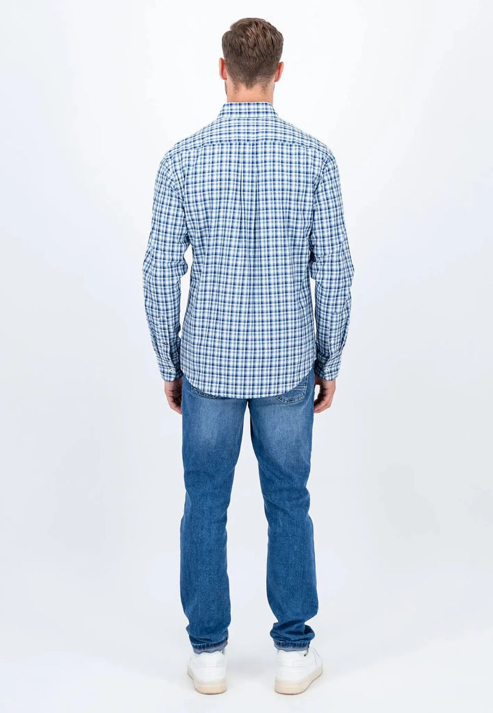 Small Combi Check Shirt Midnight-Fynch-Hatton UK