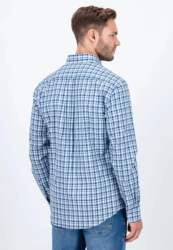 Small Combi Check Shirt Midnight-Fynch-Hatton UK