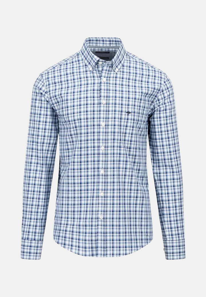 Small Combi Check Shirt Midnight-Fynch-Hatton UK