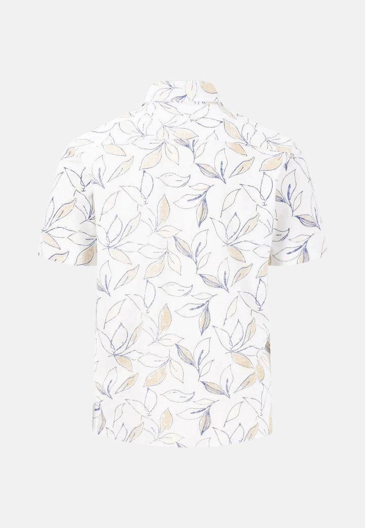Stretch Cotton Summer Floral Short Sleeved Shirt New Off White-Fynch-Hatton UK