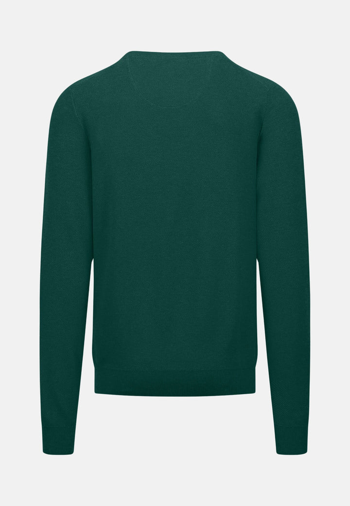 Structured Crewneck Cotton Knit Dark Emerald-Fynch-Hatton UK