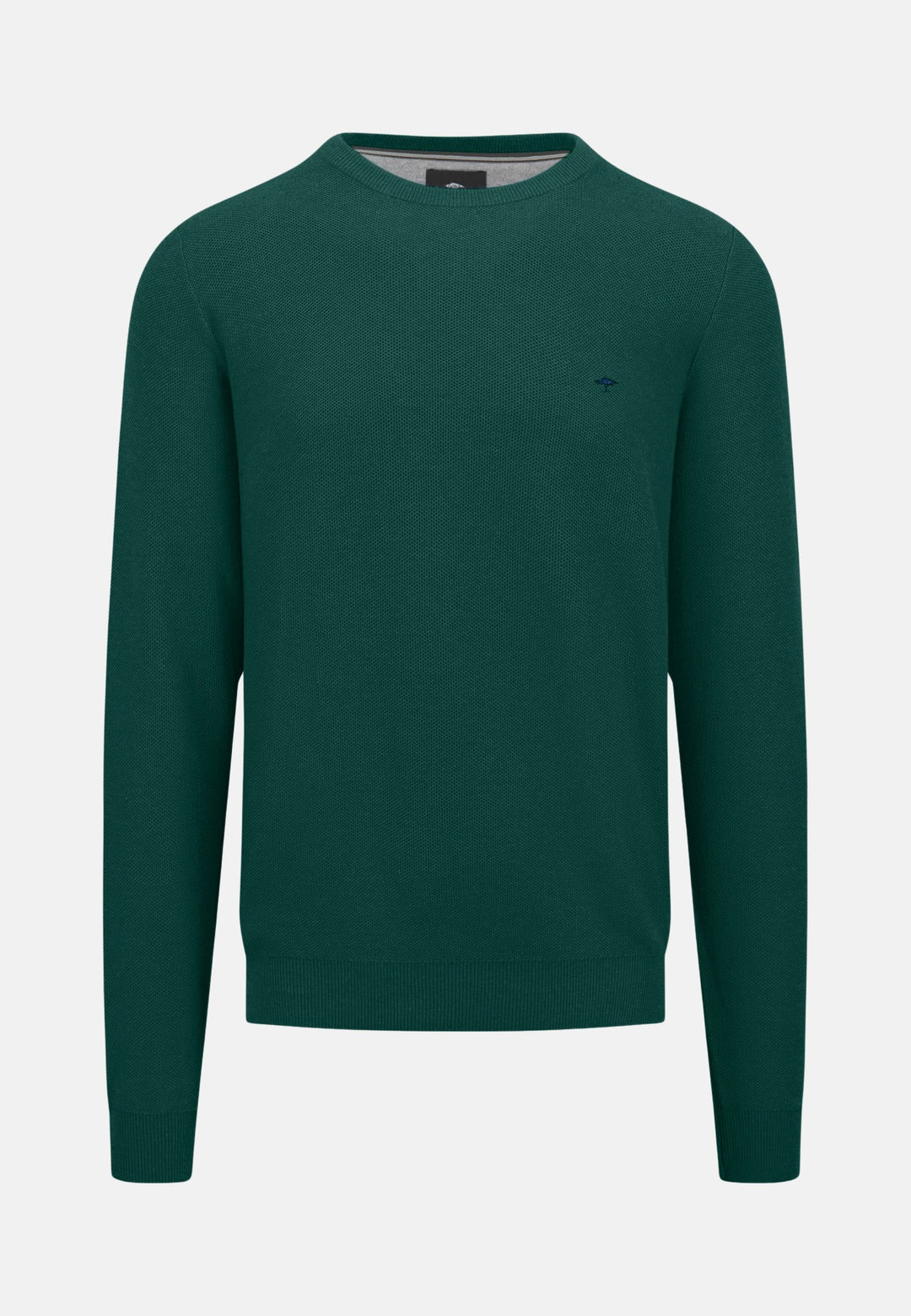 Structured Crewneck Cotton Knit Dark Emerald-Fynch-Hatton UK