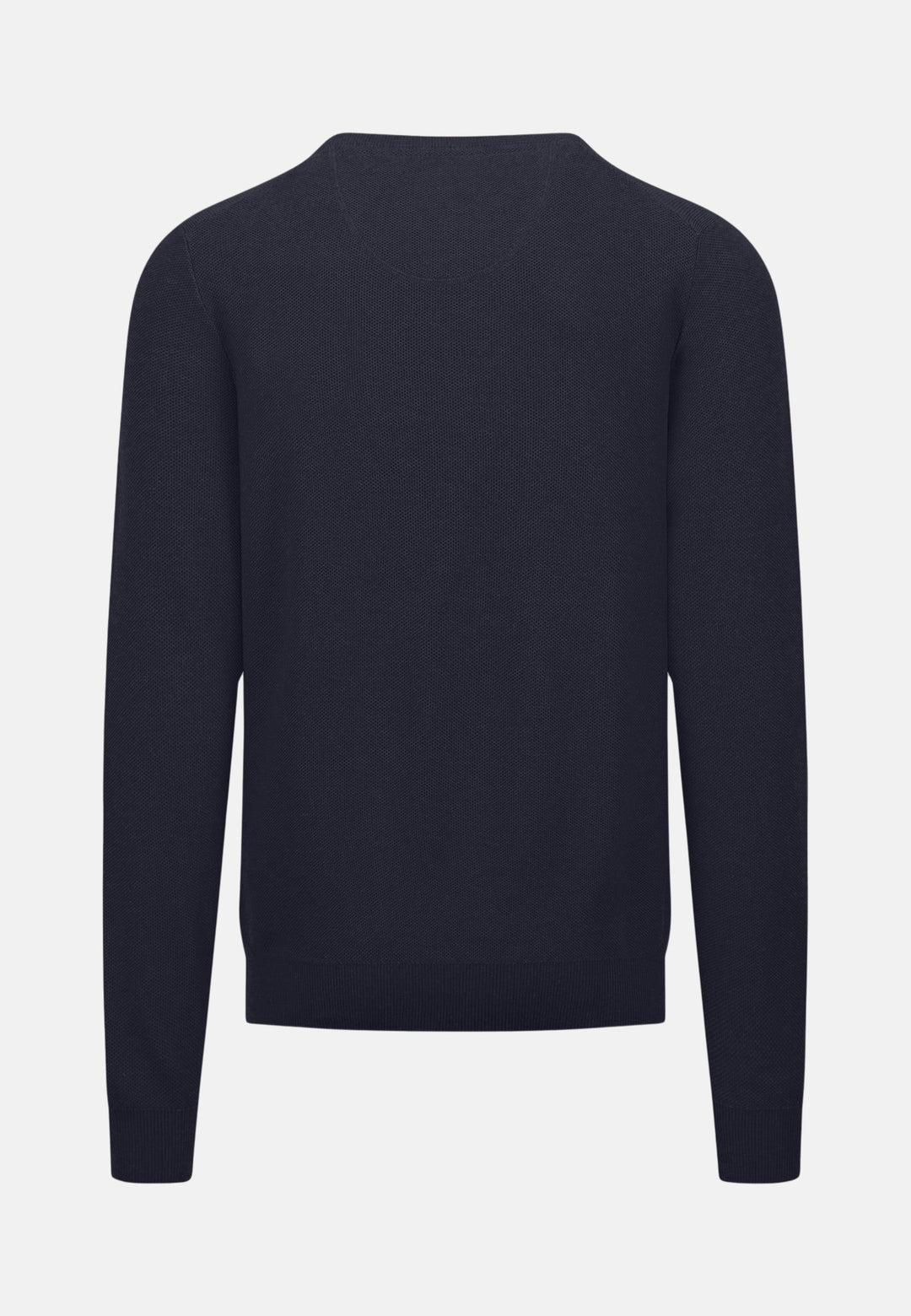 Structured Crewneck Cotton Knit Dark Navy-Fynch-Hatton UK