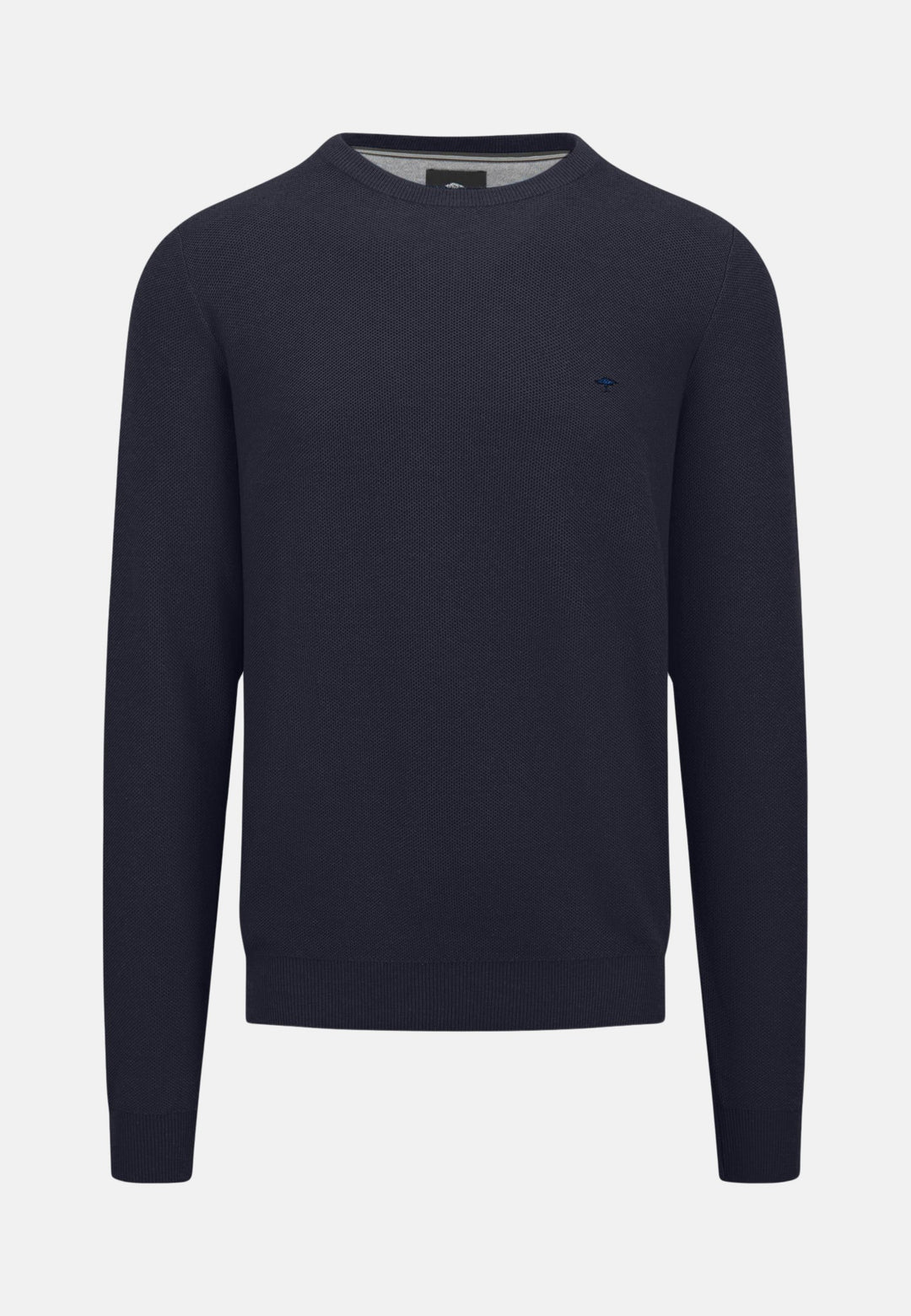 Structured Crewneck Cotton Knit Dark Navy-Fynch-Hatton UK