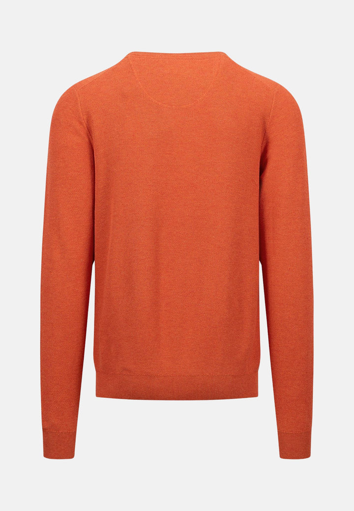 Structured Crewneck Cotton Knit Rust-Fynch-Hatton UK