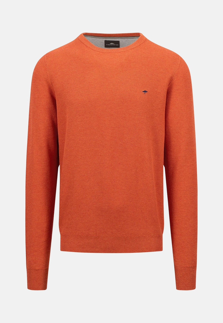 Structured Crewneck Cotton Knit Rust-Fynch-Hatton UK