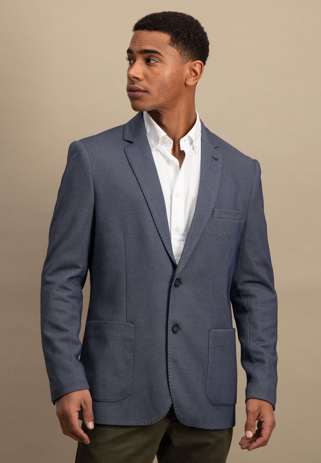 Structured Jersey Blazer Navy Melange-Fynch-Hatton UK