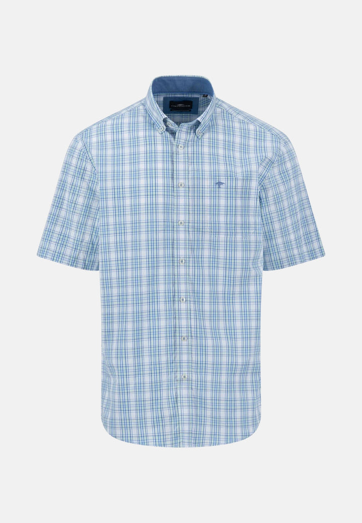 Summer Check Short Sleeved Shirt Minty Green-Fynch-Hatton UK