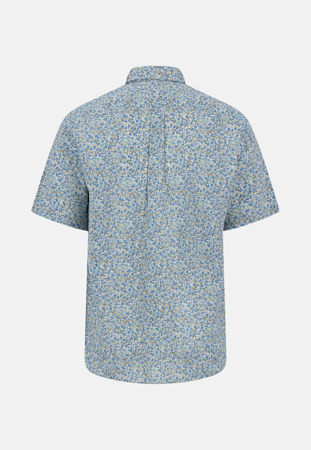 Summer Print Linen Short Sleeved Shirt Crystal Blue-Fynch-Hatton UK