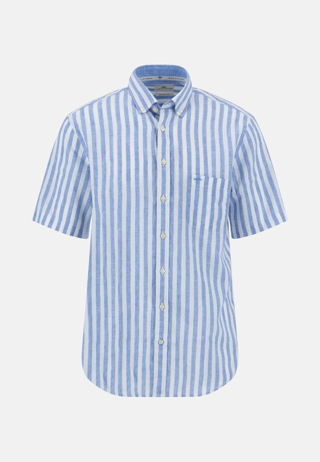 Summer Stripes Linen Short Sleeved Shirt Crystal Blue-Fynch-Hatton UK