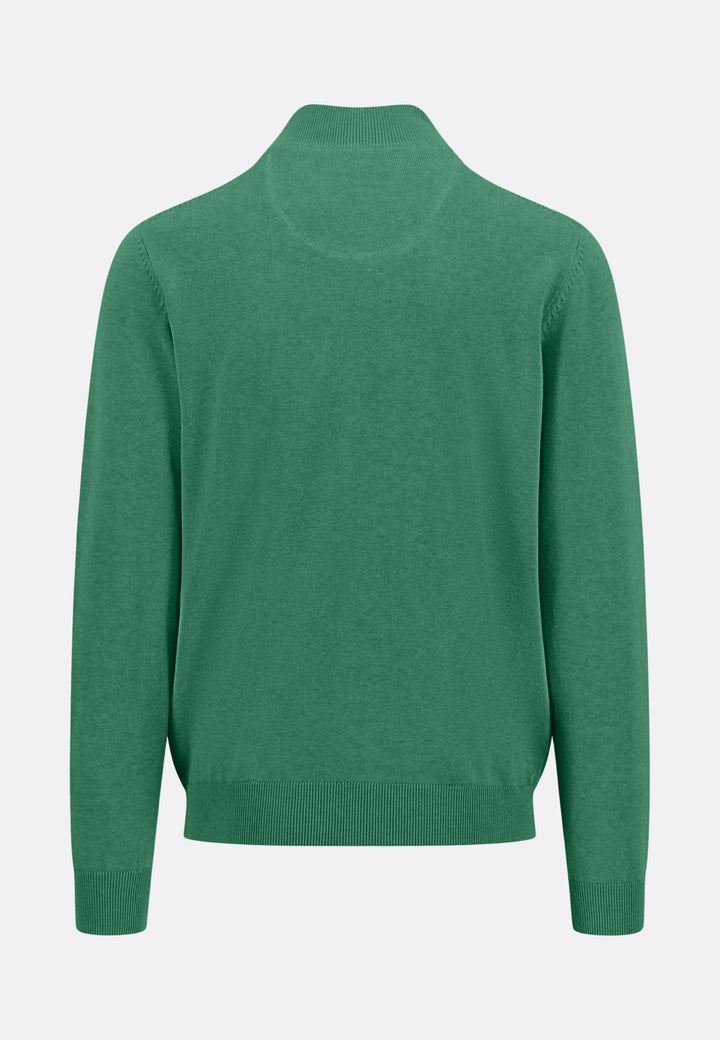 Superfine 1/4 Zip Cotton Knit Jade-Fynch-Hatton UK