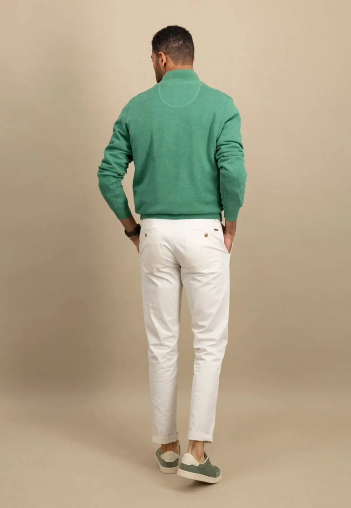 Superfine 1/4 Zip Cotton Knit Jade-Fynch-Hatton UK