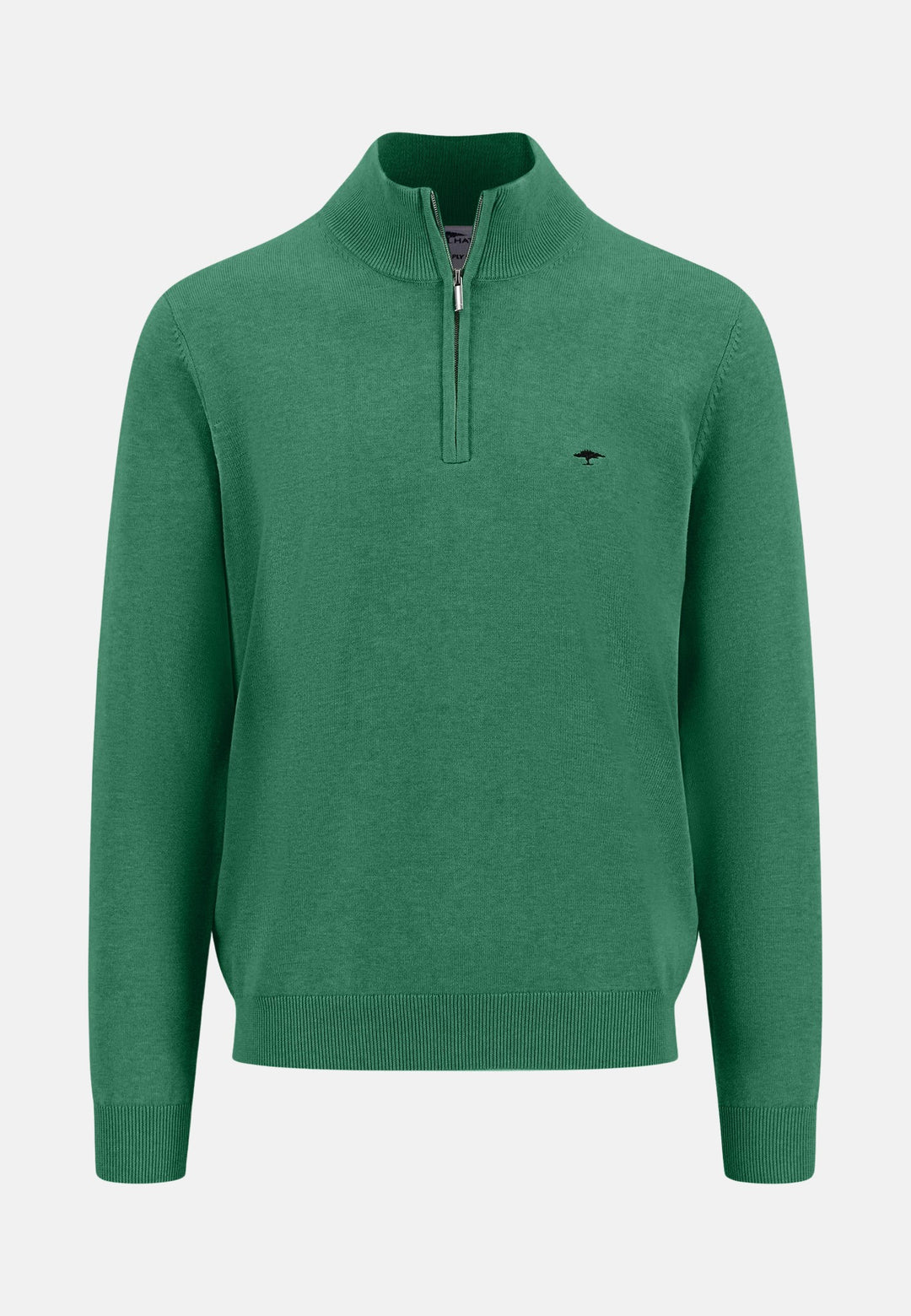 Superfine 1/4 Zip Cotton Knit Jade-Fynch-Hatton UK