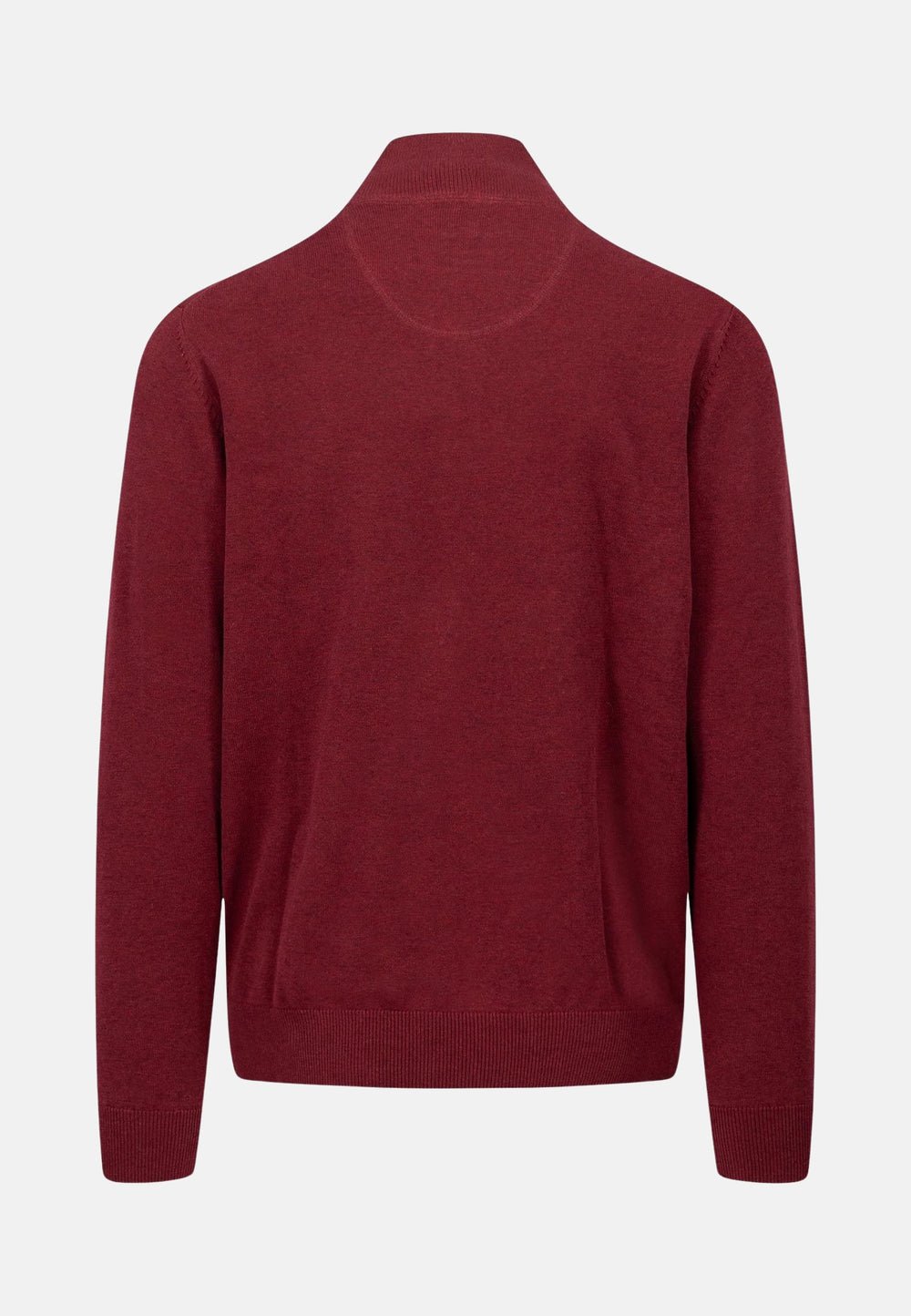 Superfine 1/4 Zip Cotton Knit Ruby Red-Fynch-Hatton UK